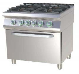 4 égőfejes RedFox gáztűzhely elektromos, statikus sütővel